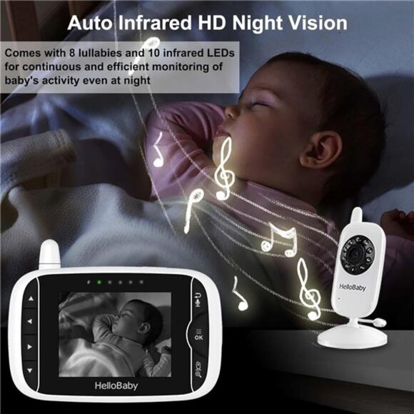 Video Baby Monitor with Camera & Audio,3.2Inch LCD Display,Infrared Night Vision - Picture 6 of 8
